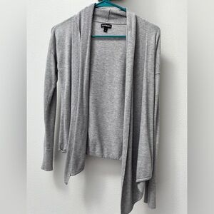 Express Light Gray Open Front Cardigan